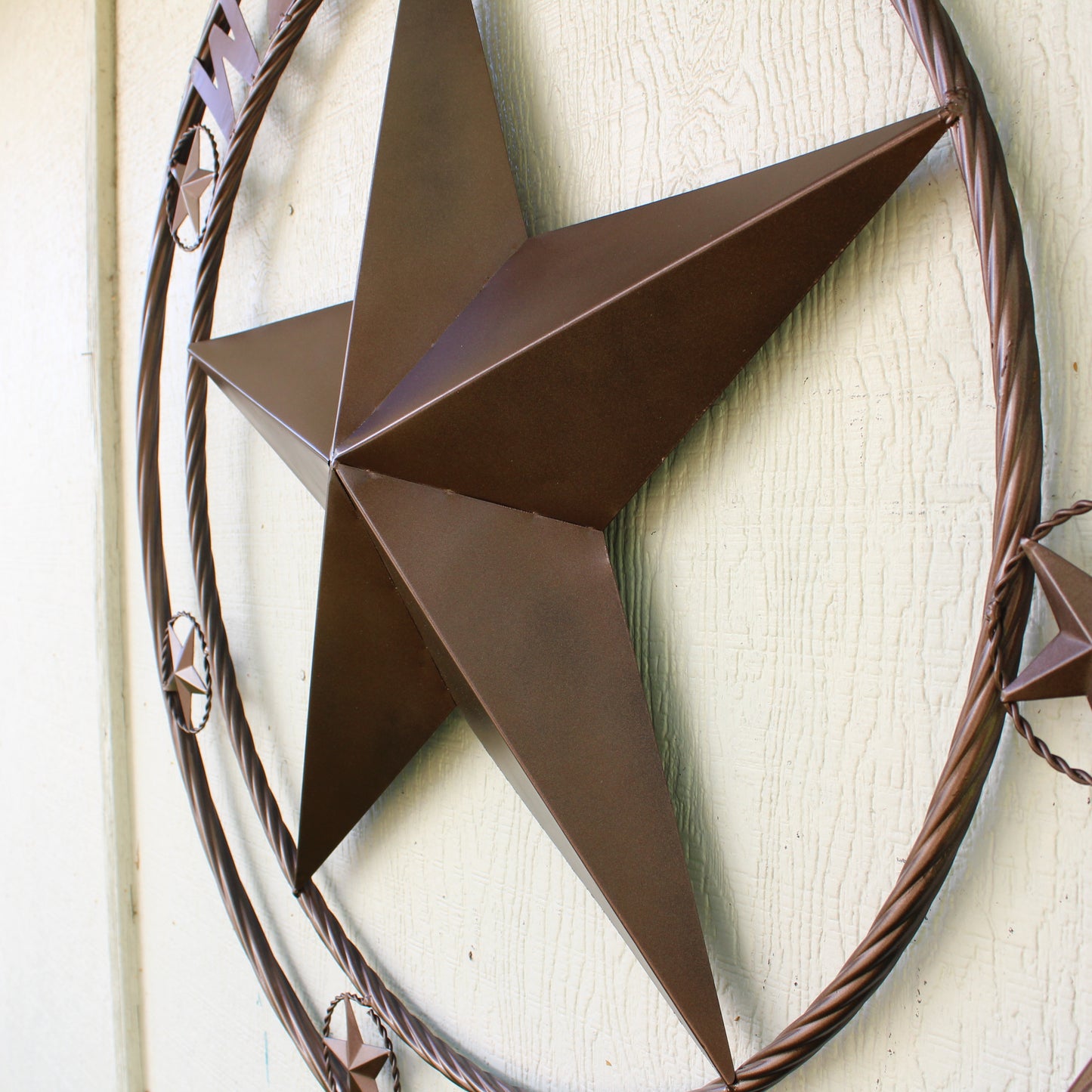 WELCOME BARN STAR METAL LONE STAR TWISTED ROPE RING WESTERN HOME DECOR HANDMADE #EH12842