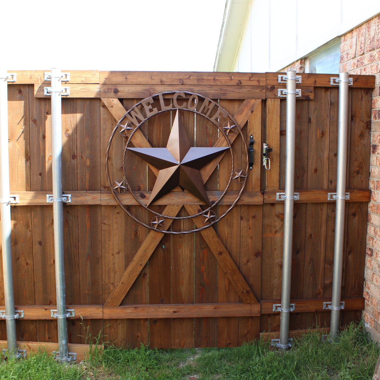 WELCOME BARN STAR METAL LONE STAR TWISTED ROPE RING WESTERN HOME DECOR HANDMADE #EH12842