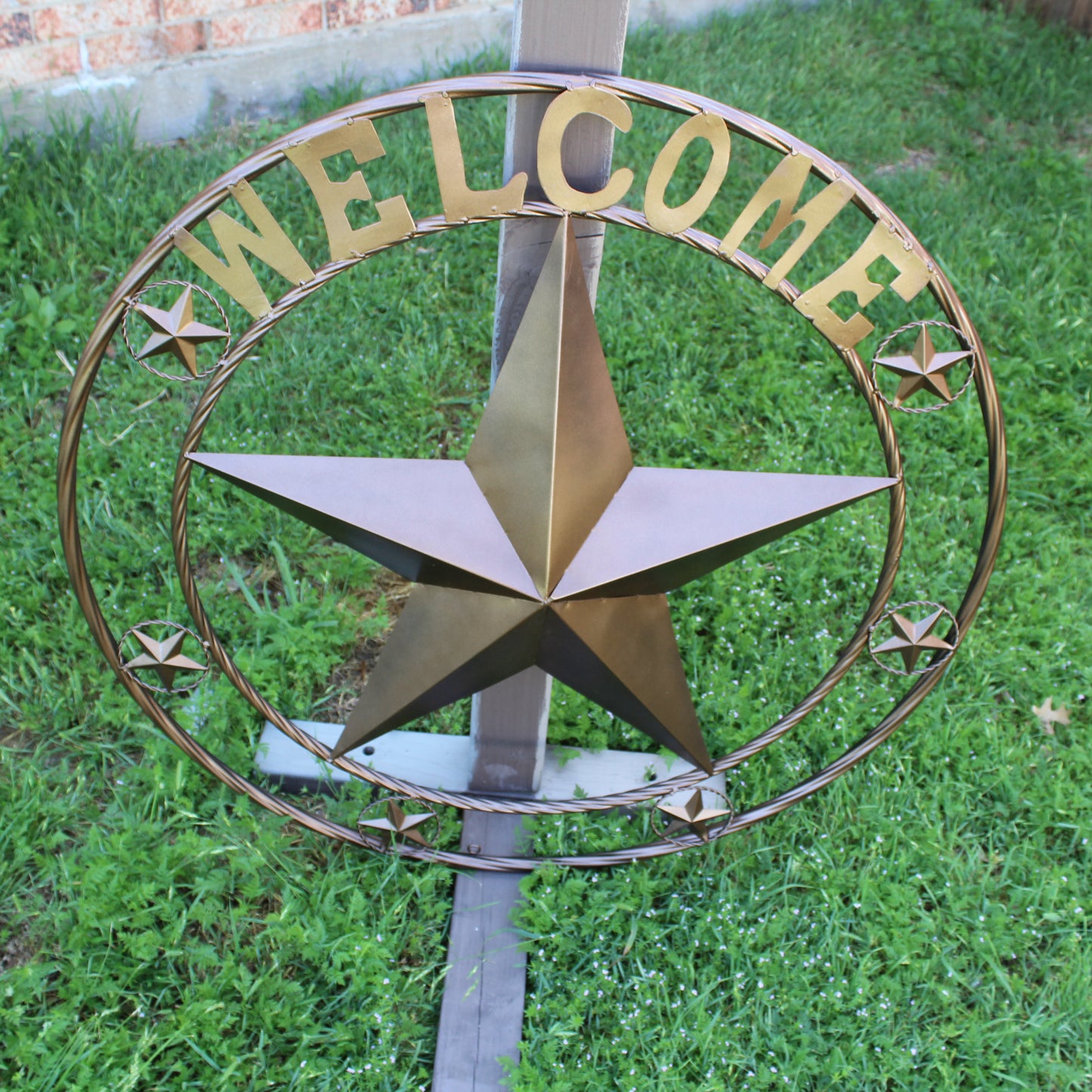 WELCOME BARN STAR METAL LONE STAR TWISTED ROPE RING WESTERN HOME DECOR HANDMADE #EH12842
