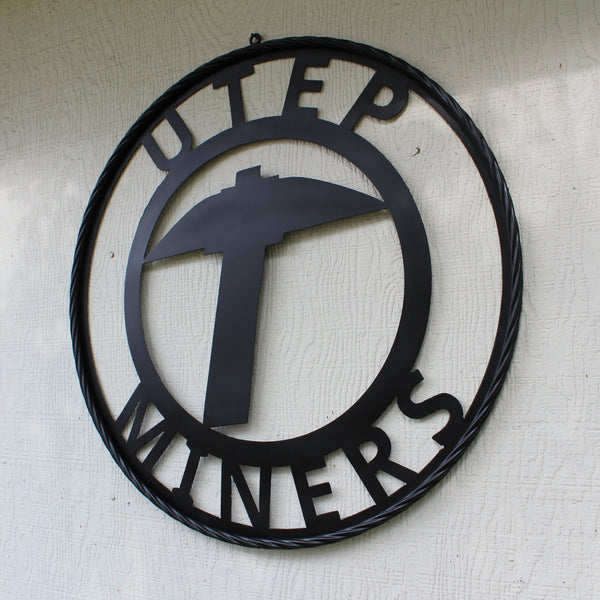 UTEP MINERS BLACK CUSTOM METAL VINTAGE CRAFT TEAM SIGN WESTERN HOME DECOR HANDMADE (Copy)