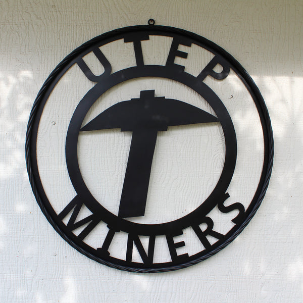 UTEP MINERS BLACK CUSTOM METAL VINTAGE CRAFT TEAM SIGN WESTERN HOME DECOR HANDMADE (Copy)