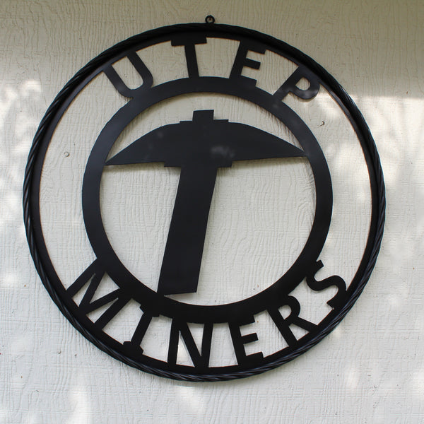 UTEP MINERS BLACK CUSTOM METAL VINTAGE CRAFT TEAM SIGN WESTERN HOME DECOR HANDMADE (Copy)