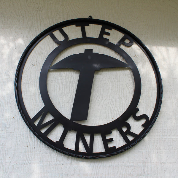 UTEP MINERS BLACK CUSTOM METAL VINTAGE CRAFT TEAM SIGN WESTERN HOME DECOR HANDMADE (Copy)