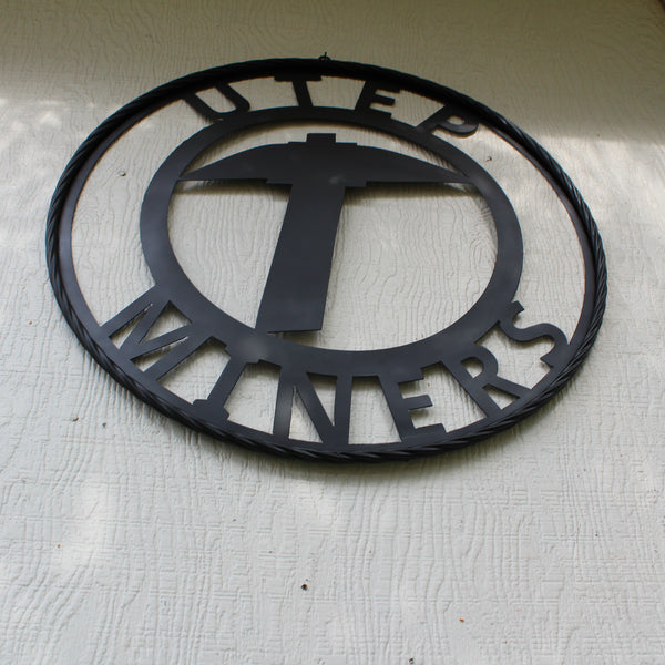 UTEP MINERS BLACK CUSTOM METAL VINTAGE CRAFT TEAM SIGN WESTERN HOME DECOR HANDMADE (Copy)