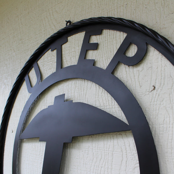 UTEP MINERS BLACK CUSTOM METAL VINTAGE CRAFT TEAM SIGN WESTERN HOME DECOR HANDMADE (Copy)