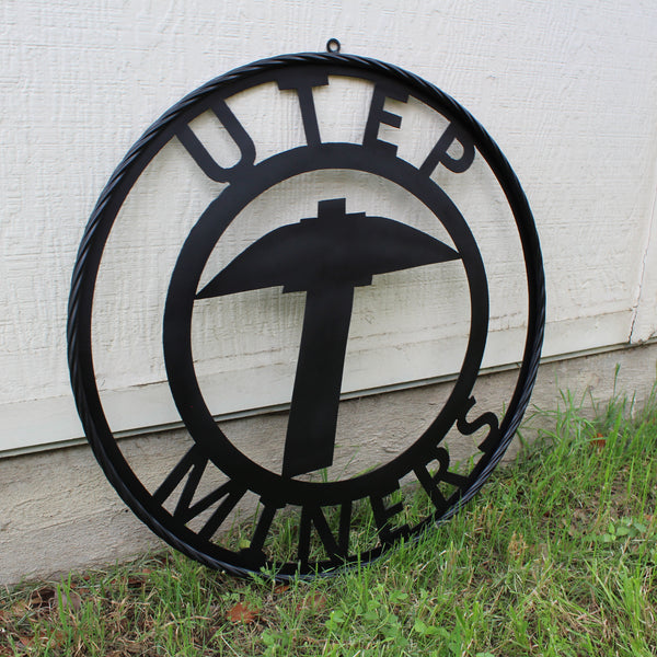 UTEP MINERS BLACK CUSTOM METAL VINTAGE CRAFT TEAM SIGN WESTERN HOME DECOR HANDMADE (Copy)