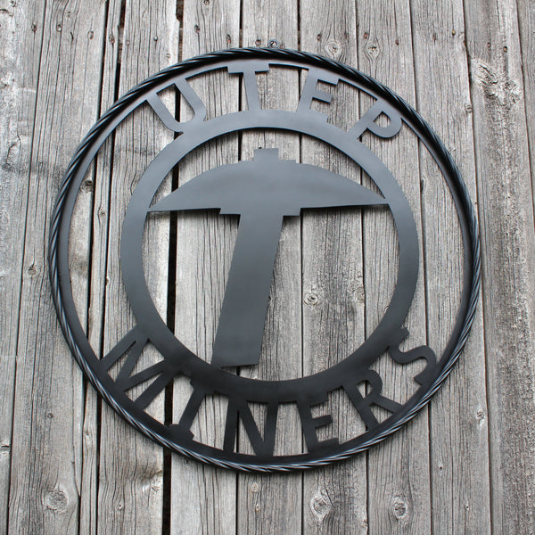 UTEP MINERS BLACK CUSTOM METAL VINTAGE CRAFT TEAM SIGN WESTERN HOME DECOR HANDMADE (Copy)