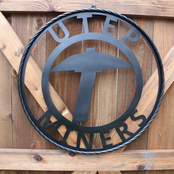 UTEP MINERS BLACK CUSTOM METAL VINTAGE CRAFT TEAM SIGN WESTERN HOME DECOR HANDMADE (Copy)