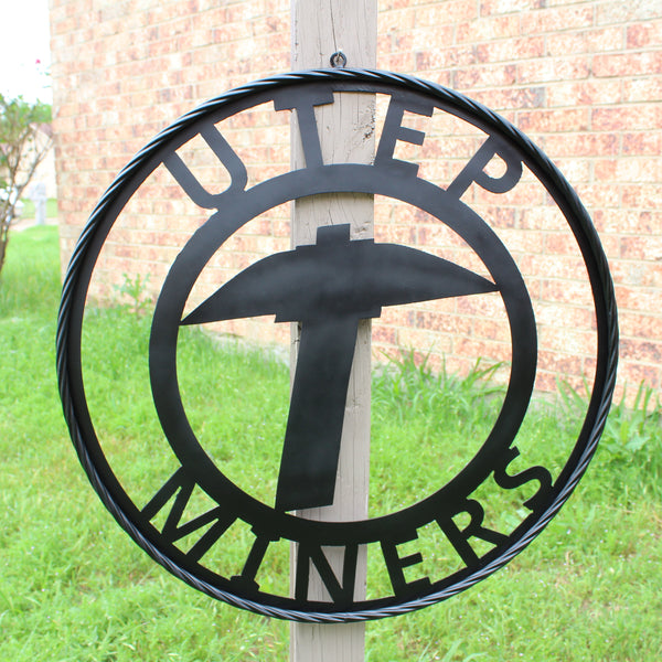 UTEP MINERS BLACK CUSTOM METAL VINTAGE CRAFT TEAM SIGN WESTERN HOME DECOR HANDMADE (Copy)