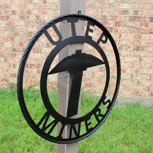 UTEP MINERS BLACK CUSTOM METAL VINTAGE CRAFT TEAM SIGN WESTERN HOME DECOR HANDMADE (Copy)