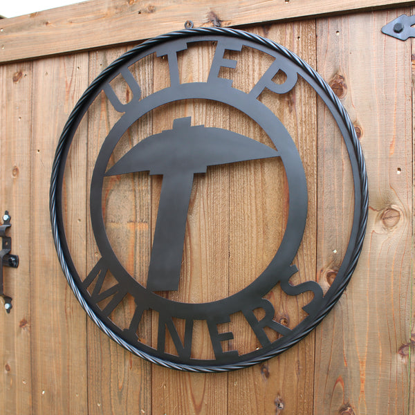 UTEP MINERS BLACK CUSTOM METAL VINTAGE CRAFT TEAM SIGN WESTERN HOME DECOR HANDMADE (Copy)