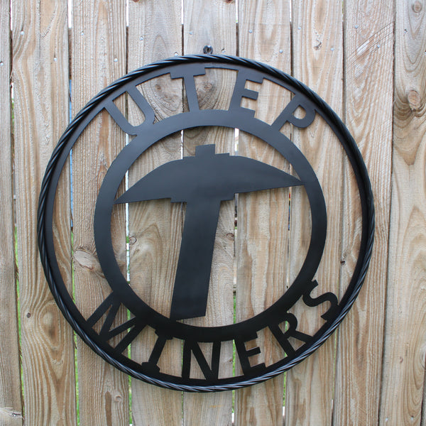 UTEP MINERS BLACK CUSTOM METAL VINTAGE CRAFT TEAM SIGN WESTERN HOME DECOR HANDMADE (Copy)