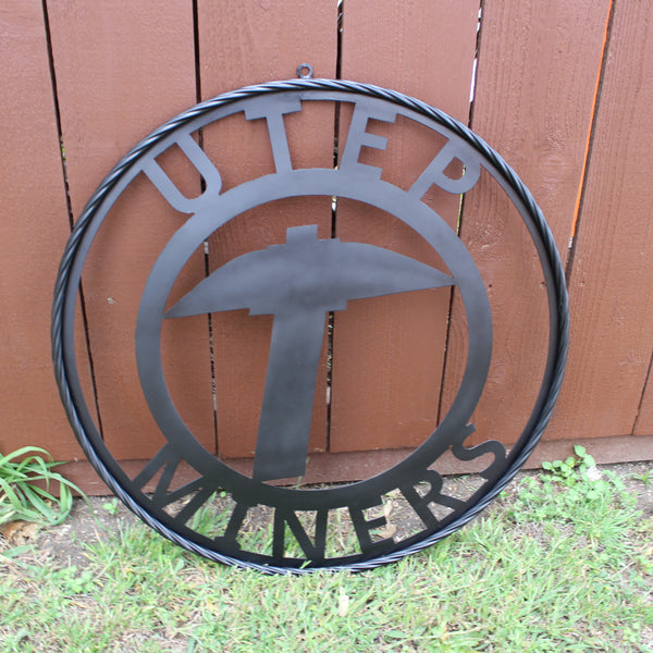 UTEP MINERS BLACK CUSTOM METAL VINTAGE CRAFT TEAM SIGN WESTERN HOME DECOR HANDMADE (Copy)