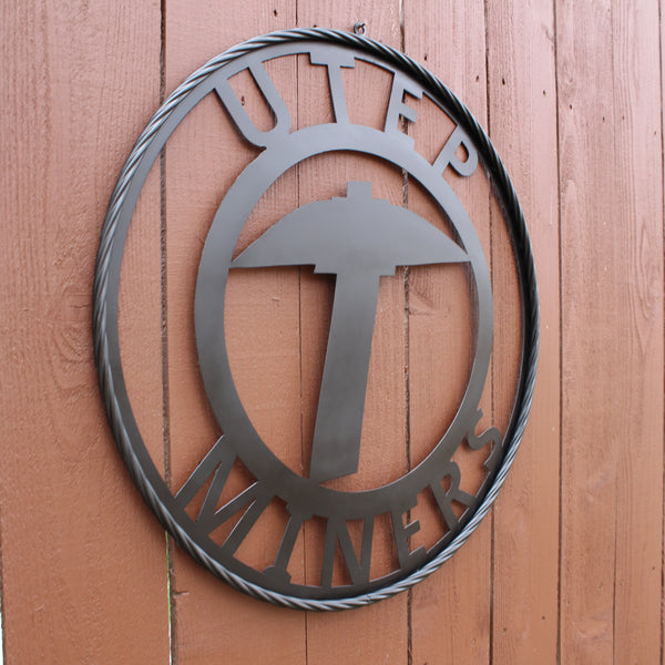 UTEP MINERS BLACK CUSTOM METAL VINTAGE CRAFT TEAM SIGN WESTERN HOME DECOR HANDMADE (Copy)