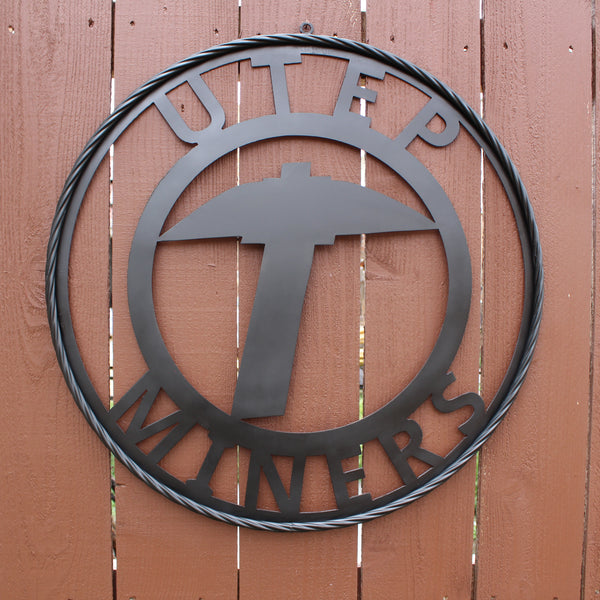 UTEP MINERS BLACK CUSTOM METAL VINTAGE CRAFT TEAM SIGN WESTERN HOME DECOR HANDMADE (Copy)