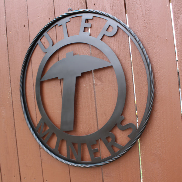 UTEP MINERS BLACK CUSTOM METAL VINTAGE CRAFT TEAM SIGN WESTERN HOME DECOR HANDMADE (Copy)