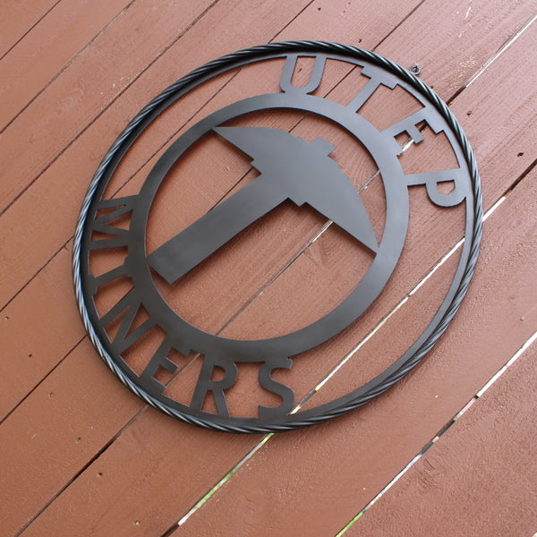 UTEP MINERS BLACK CUSTOM METAL VINTAGE CRAFT TEAM SIGN WESTERN HOME DECOR HANDMADE (Copy)