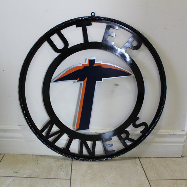 UTEP MINERS CUSTOM METAL VINTAGE CRAFT TEAM SIGN WESTERN HOME DECOR HANDMADE