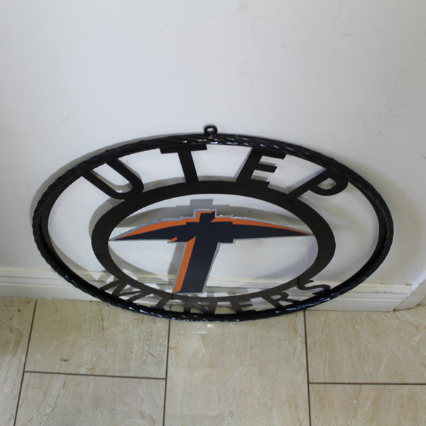 UTEP MINERS CUSTOM METAL VINTAGE CRAFT TEAM SIGN WESTERN HOME DECOR HANDMADE