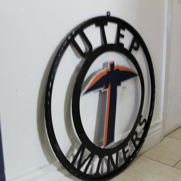 UTEP MINERS CUSTOM METAL VINTAGE CRAFT TEAM SIGN WESTERN HOME DECOR HANDMADE