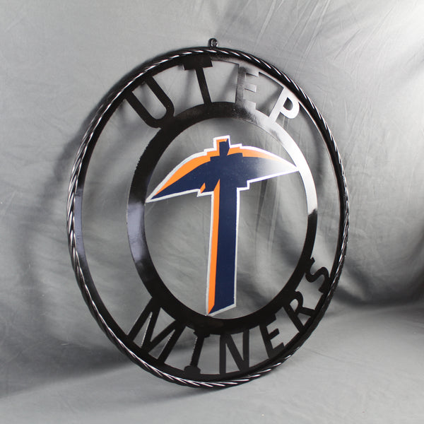 UTEP MINERS CUSTOM METAL VINTAGE CRAFT TEAM SIGN WESTERN HOME DECOR HANDMADE