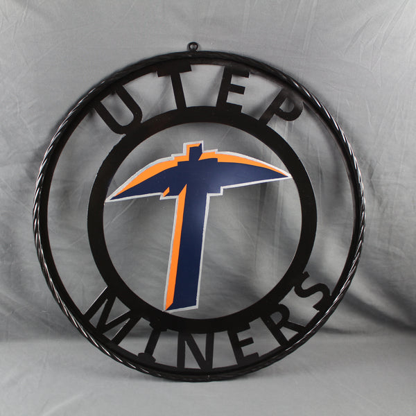 UTEP MINERS CUSTOM METAL VINTAGE CRAFT TEAM SIGN WESTERN HOME DECOR HANDMADE