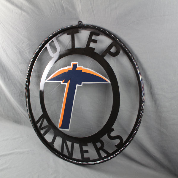 UTEP MINERS CUSTOM METAL VINTAGE CRAFT TEAM SIGN WESTERN HOME DECOR HANDMADE