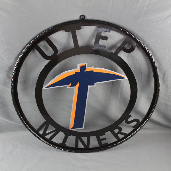 UTEP MINERS CUSTOM METAL VINTAGE CRAFT TEAM SIGN WESTERN HOME DECOR HANDMADE