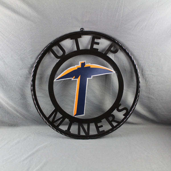 UTEP MINERS CUSTOM METAL VINTAGE CRAFT TEAM SIGN WESTERN HOME DECOR HANDMADE
