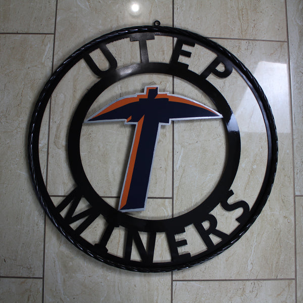 UTEP MINERS CUSTOM METAL VINTAGE CRAFT TEAM SIGN WESTERN HOME DECOR HANDMADE