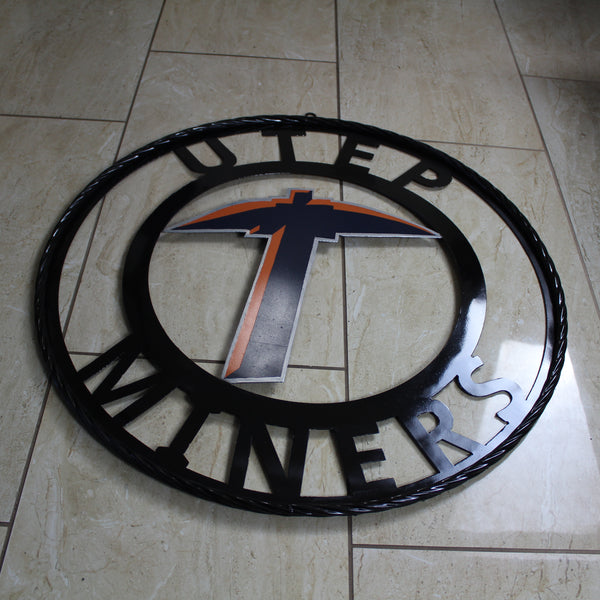 UTEP MINERS CUSTOM METAL VINTAGE CRAFT TEAM SIGN WESTERN HOME DECOR HANDMADE