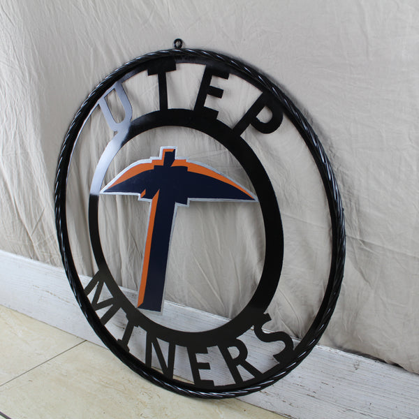 UTEP MINERS CUSTOM METAL VINTAGE CRAFT TEAM SIGN WESTERN HOME DECOR HANDMADE