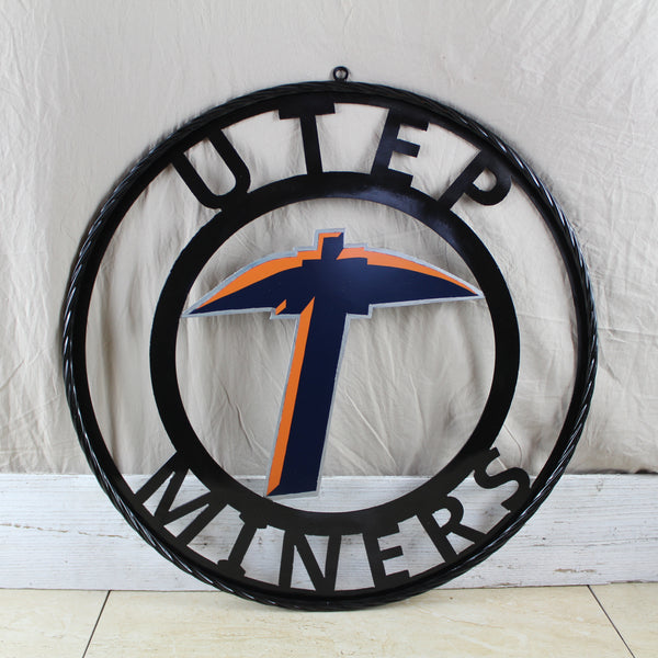 UTEP MINERS CUSTOM METAL VINTAGE CRAFT TEAM SIGN WESTERN HOME DECOR HANDMADE