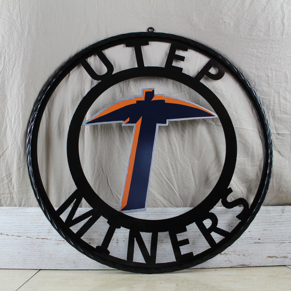 UTEP MINERS CUSTOM METAL VINTAGE CRAFT TEAM SIGN WESTERN HOME DECOR HANDMADE
