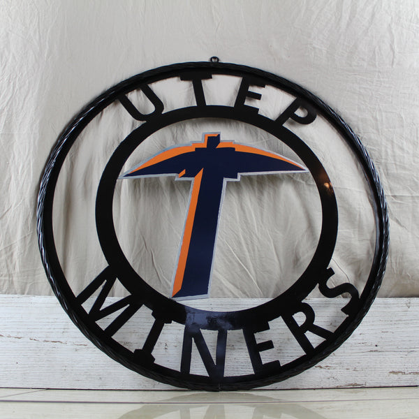 UTEP MINERS CUSTOM METAL VINTAGE CRAFT TEAM SIGN WESTERN HOME DECOR HANDMADE