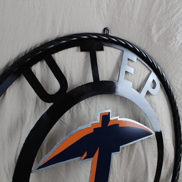 UTEP MINERS CUSTOM METAL VINTAGE CRAFT TEAM SIGN WESTERN HOME DECOR HANDMADE