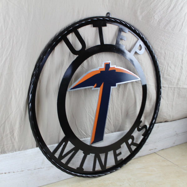 UTEP MINERS CUSTOM METAL VINTAGE CRAFT TEAM SIGN WESTERN HOME DECOR HANDMADE