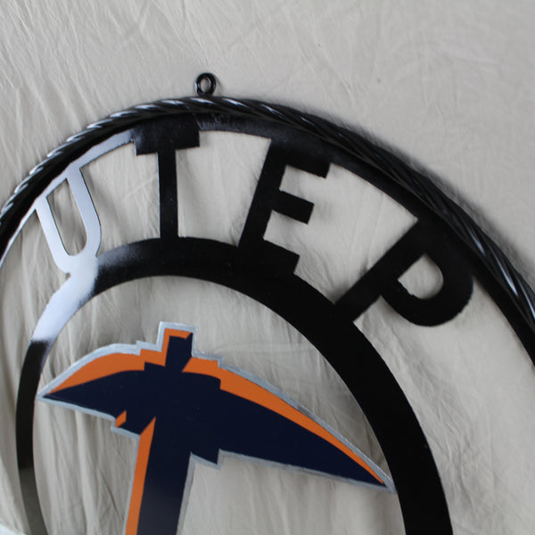 UTEP MINERS CUSTOM METAL VINTAGE CRAFT TEAM SIGN WESTERN HOME DECOR HANDMADE