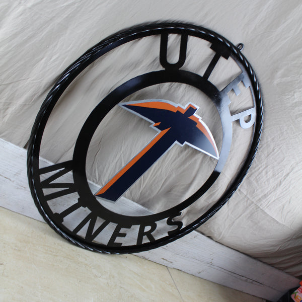 UTEP MINERS CUSTOM METAL VINTAGE CRAFT TEAM SIGN WESTERN HOME DECOR HANDMADE