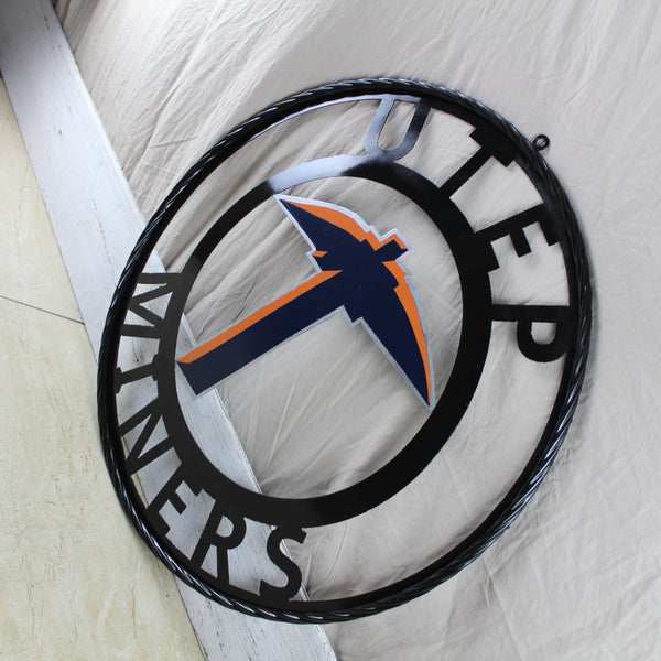 UTEP MINERS CUSTOM METAL VINTAGE CRAFT TEAM SIGN WESTERN HOME DECOR HANDMADE