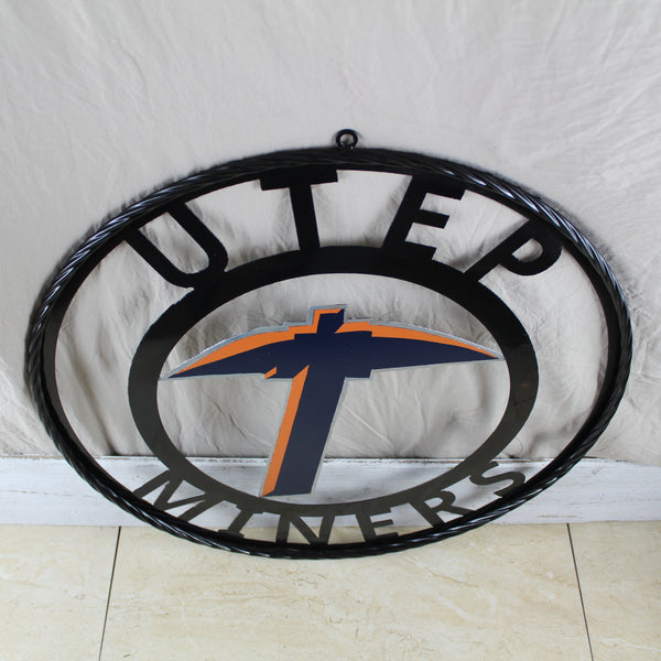 UTEP MINERS CUSTOM METAL VINTAGE CRAFT TEAM SIGN WESTERN HOME DECOR HANDMADE
