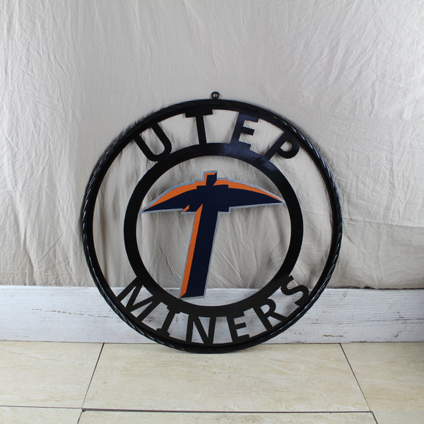 UTEP MINERS CUSTOM METAL VINTAGE CRAFT TEAM SIGN WESTERN HOME DECOR HANDMADE
