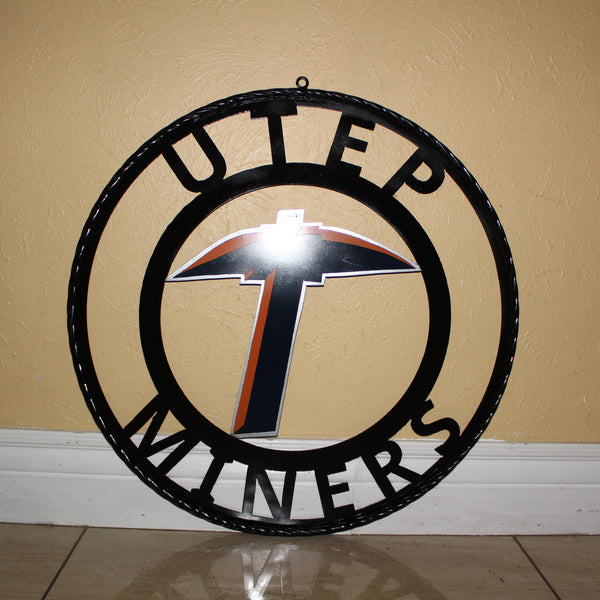 UTEP MINERS CUSTOM METAL VINTAGE CRAFT TEAM SIGN WESTERN HOME DECOR HANDMADE