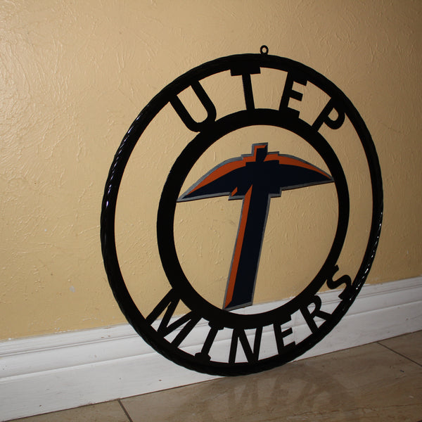 UTEP MINERS CUSTOM METAL VINTAGE CRAFT TEAM SIGN WESTERN HOME DECOR HANDMADE