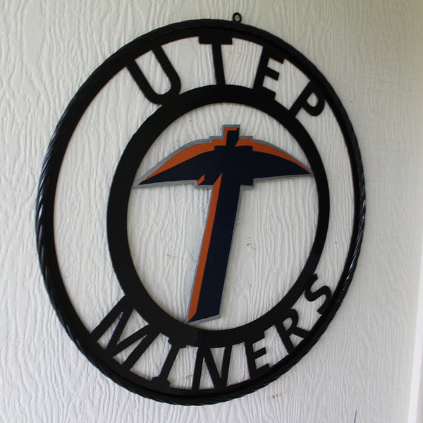 UTEP MINERS CUSTOM METAL VINTAGE CRAFT TEAM SIGN WESTERN HOME DECOR HANDMADE