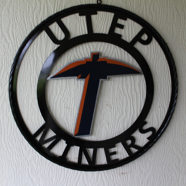 UTEP MINERS CUSTOM METAL VINTAGE CRAFT TEAM SIGN WESTERN HOME DECOR HANDMADE