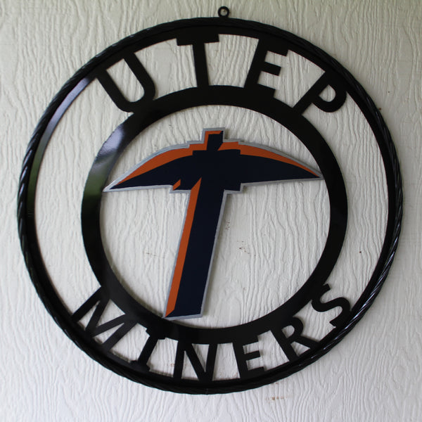 UTEP MINERS CUSTOM METAL VINTAGE CRAFT TEAM SIGN WESTERN HOME DECOR HANDMADE
