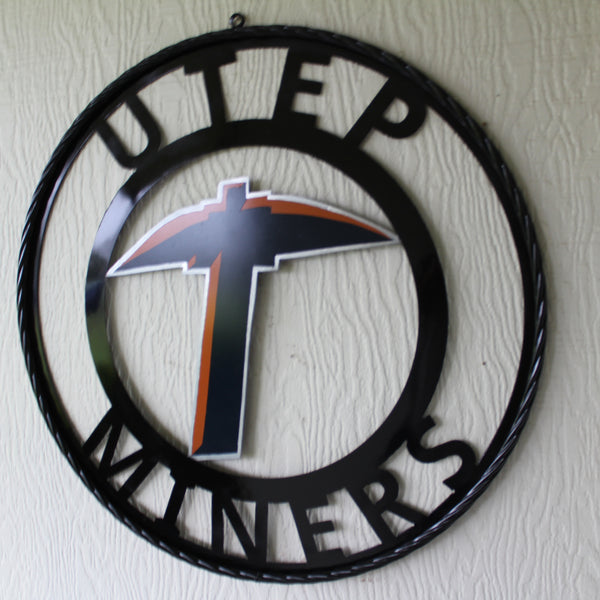 UTEP MINERS CUSTOM METAL VINTAGE CRAFT TEAM SIGN WESTERN HOME DECOR HANDMADE