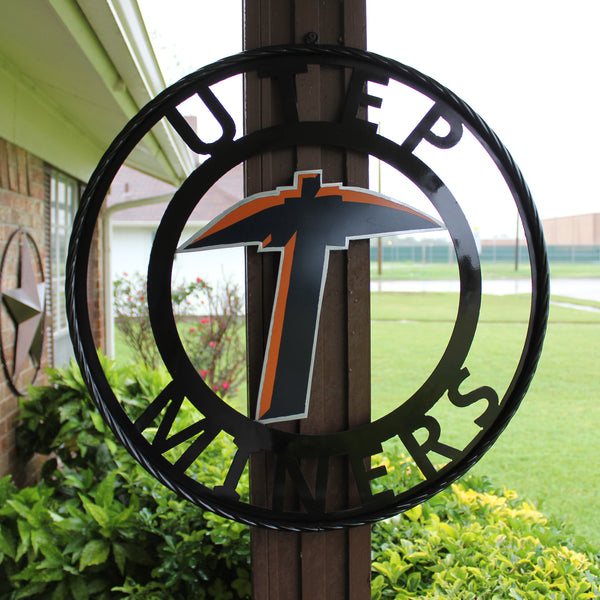UTEP MINERS CUSTOM METAL VINTAGE CRAFT TEAM SIGN WESTERN HOME DECOR HANDMADE