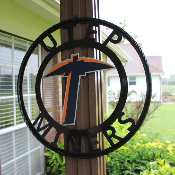 UTEP MINERS CUSTOM METAL VINTAGE CRAFT TEAM SIGN WESTERN HOME DECOR HANDMADE